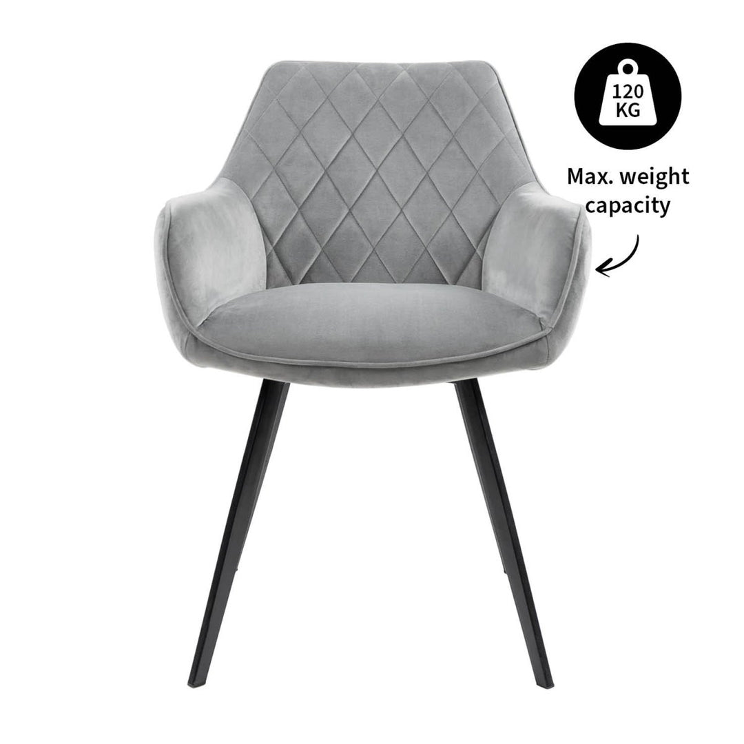 Chaise De Salle À Manger Velours Gris Confort Ergonomique Design Moderne | Weni - Designix