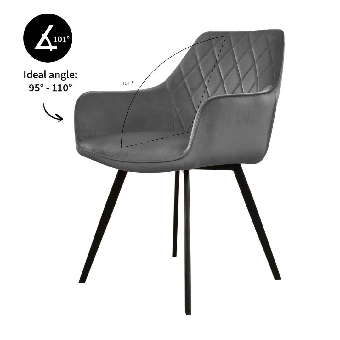 Chaise De Salle À Manger Velours Gris Foncé Ergonomique | LUXA - Designix