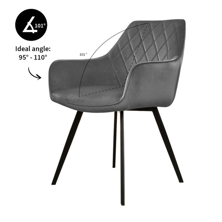 Chaise De Salle À Manger Velours Gris Foncé Ergonomique | LUXA - Designix
