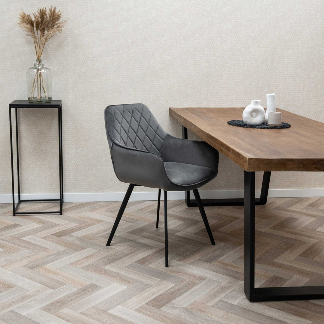 Chaise De Salle À Manger Velours Gris Foncé Ergonomique | LUXA - Designix