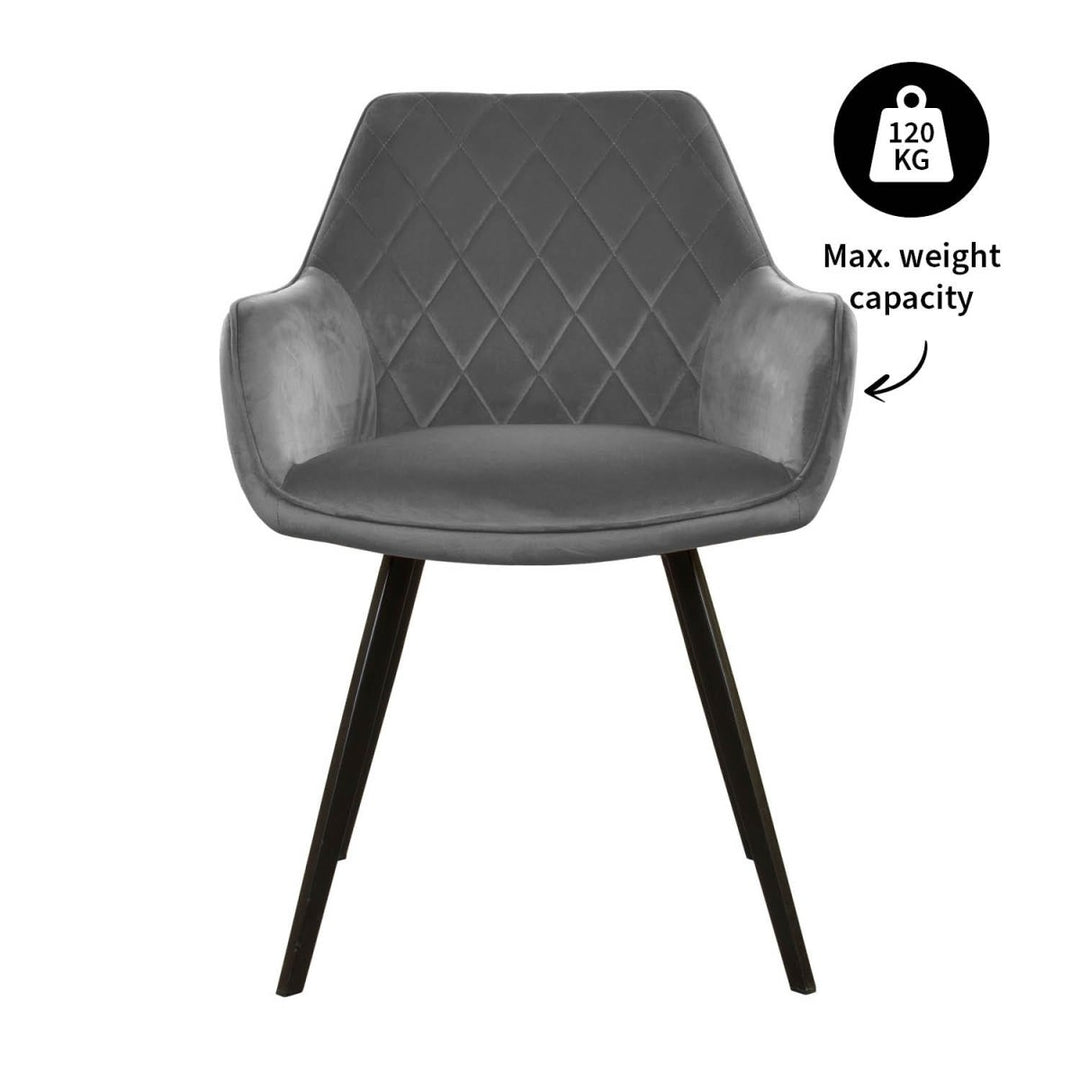 Chaise De Salle À Manger Velours Gris Foncé Ergonomique | LUXA - Designix