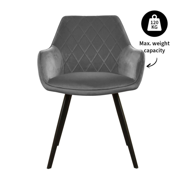 Chaise De Salle À Manger Velours Gris Foncé Ergonomique | LUXA - Designix