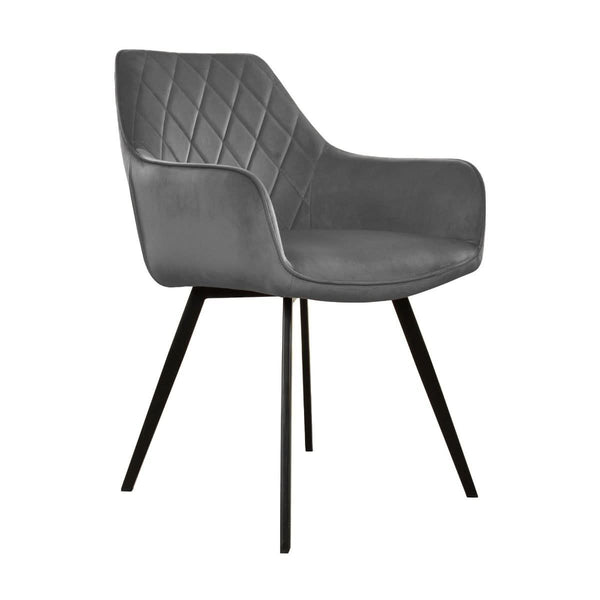 Chaise De Salle À Manger Velours Gris Foncé Ergonomique | LUXA