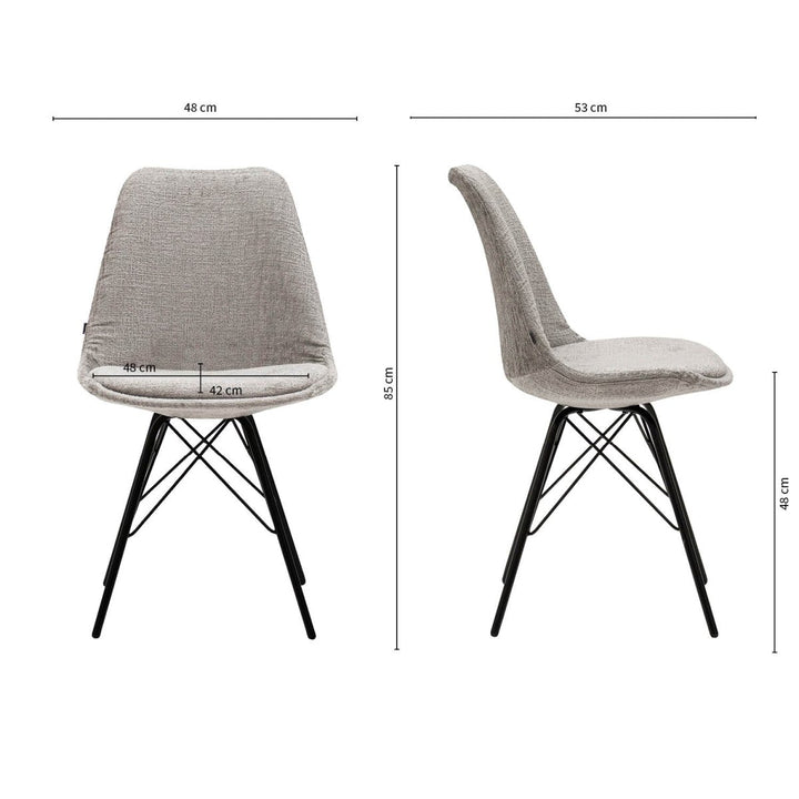 Chaise de Salle à Manger Velours Gris Luxueux | NOVA - Designix