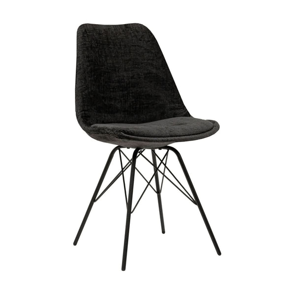 Chaise de salle à manger Velours Noir Design | LUXA