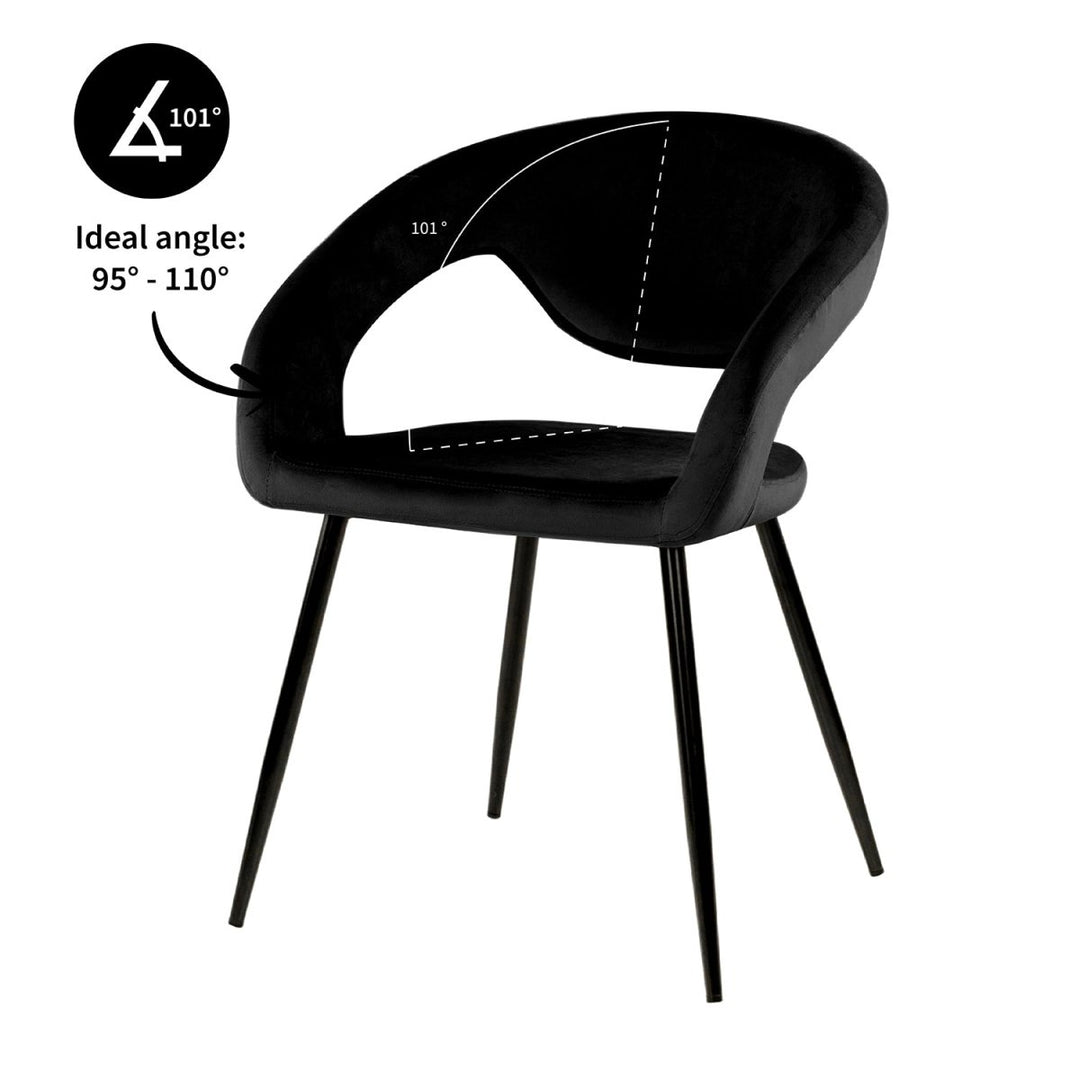 Chaise de Salle à Manger Velours Noir Ergonomique Confortable | NOVA - Designix