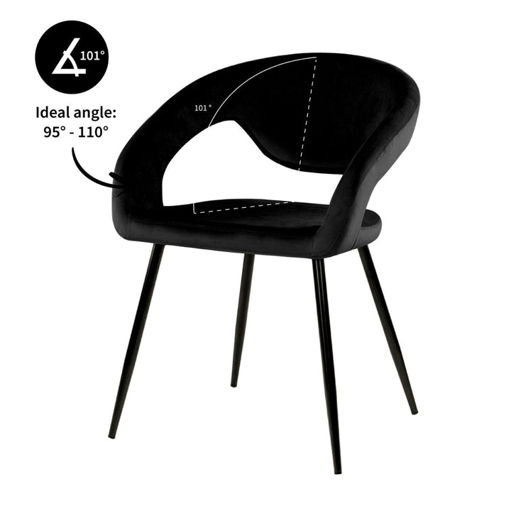 Chaise de Salle à Manger Velours Noir Ergonomique Confortable | NOVA - Designix