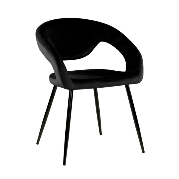 Chaise de Salle à Manger Velours Noir Ergonomique Confortable | NOVA