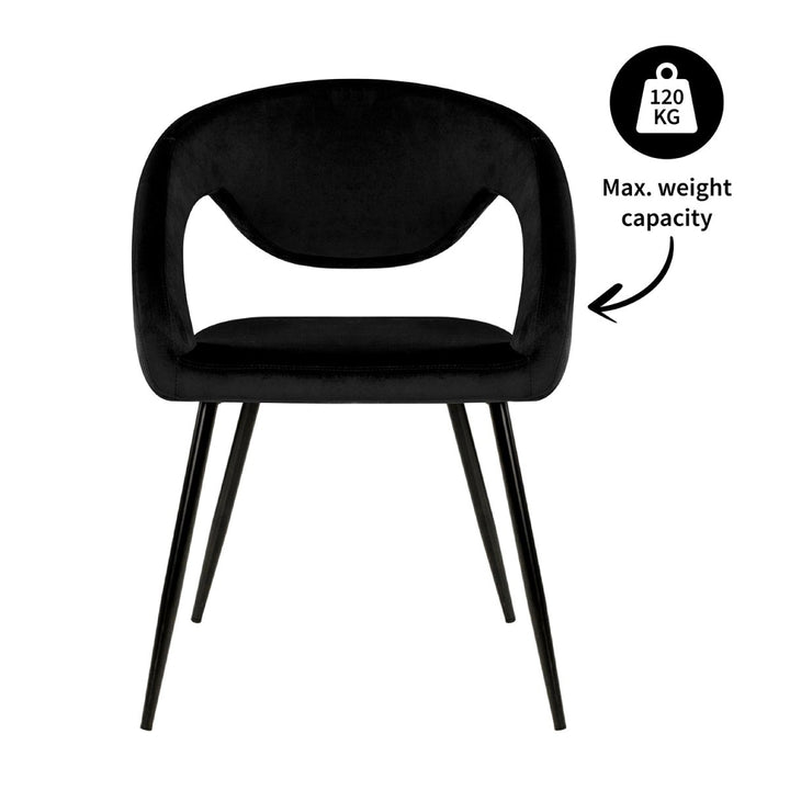 Chaise de Salle à Manger Velours Noir Ergonomique Confortable | NOVA - Designix