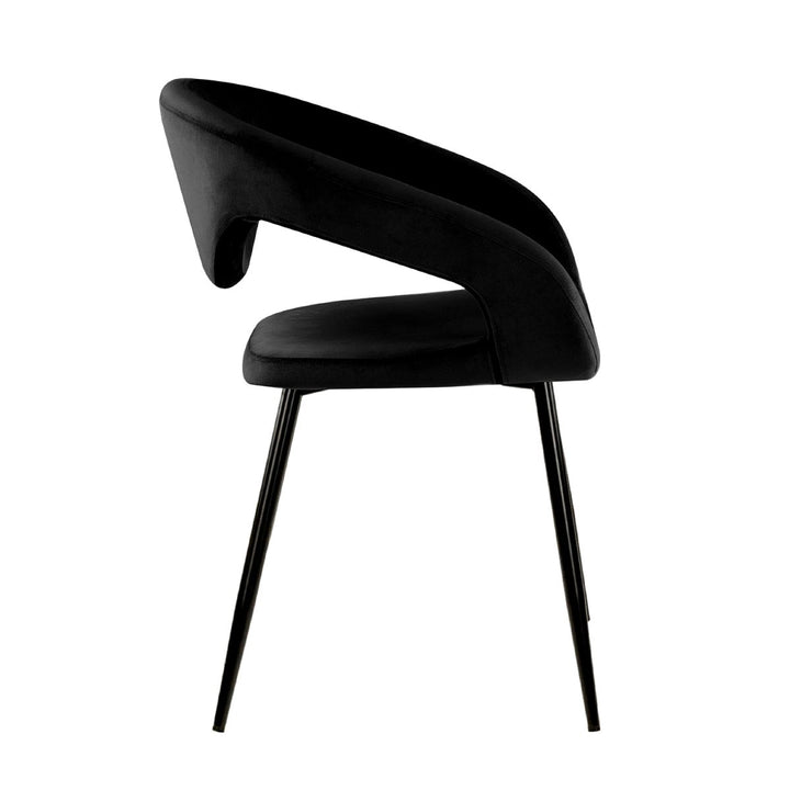 Chaise de Salle à Manger Velours Noir Ergonomique Confortable | NOVA - Designix