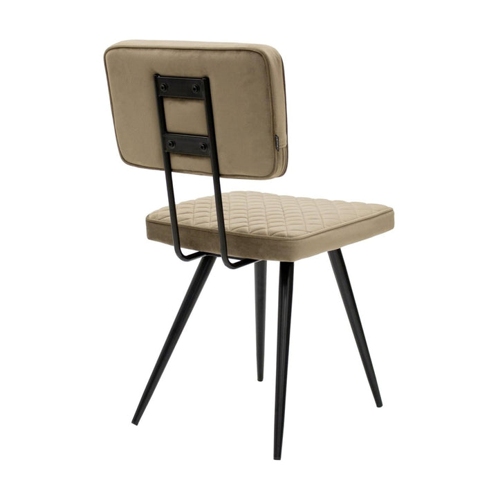 Chaise De Salle À Manger Velours Taupe Diamant Couture | LUMA - Designix