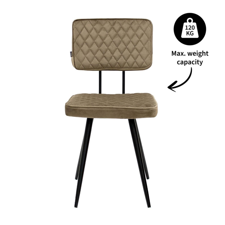 Chaise De Salle À Manger Velours Taupe Diamant Couture | LUMA - Designix