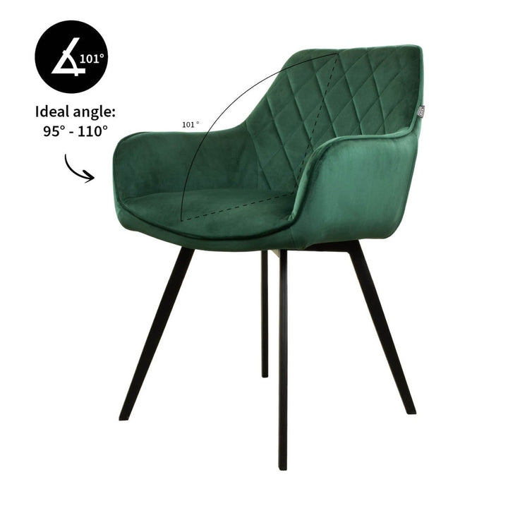Chaise de Salle à Manger Velours Vert Foncé Karl | NOVA - Designix