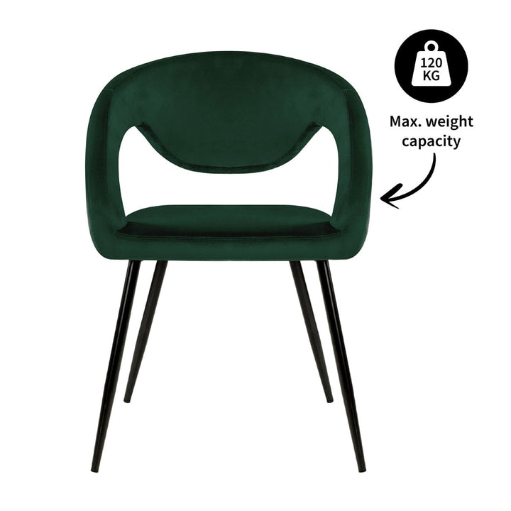 Chaise de Salle à Manger Velours Vert Foncé | LUNO - Designix
