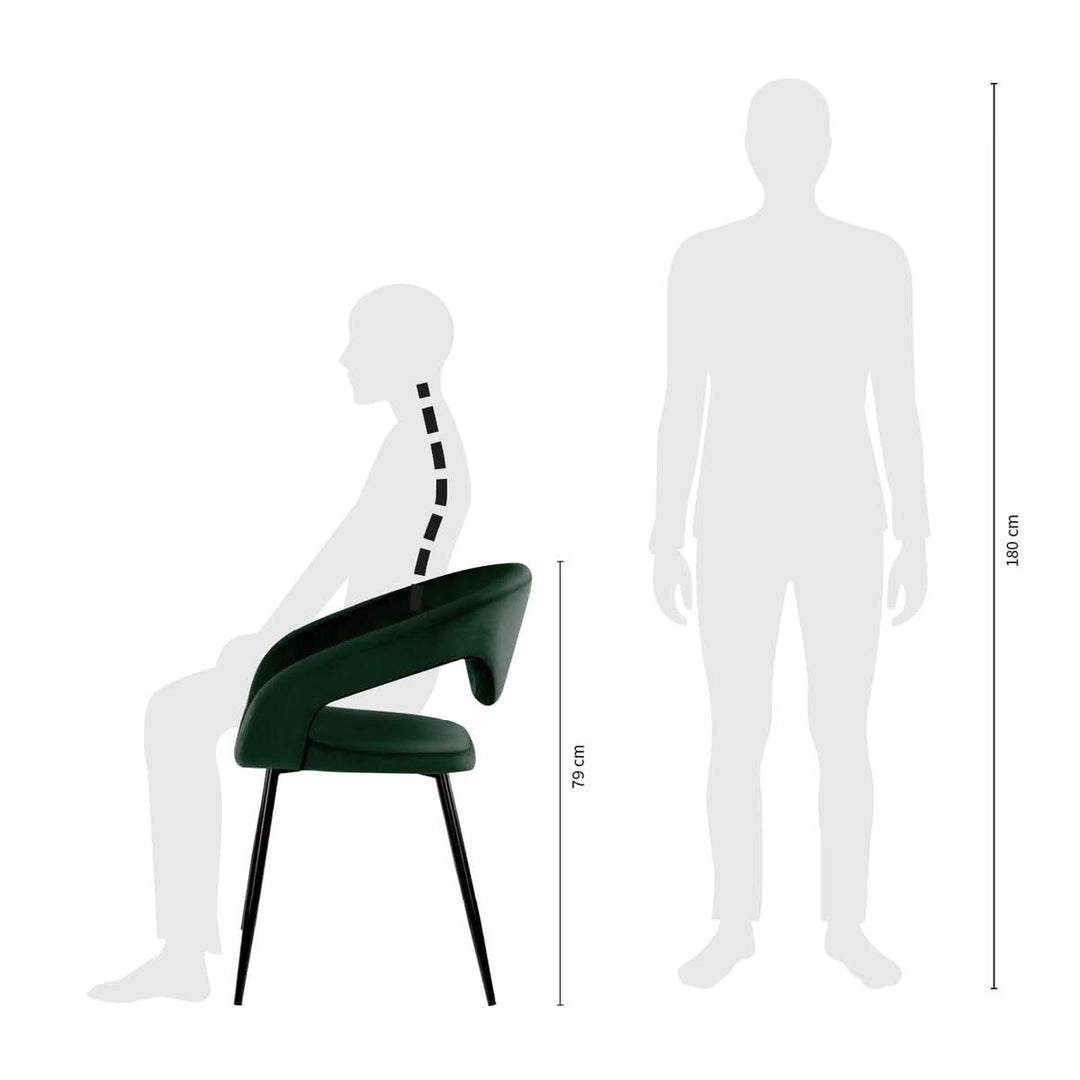 Chaise de Salle à Manger Velours Vert Foncé | LUNO - Designix