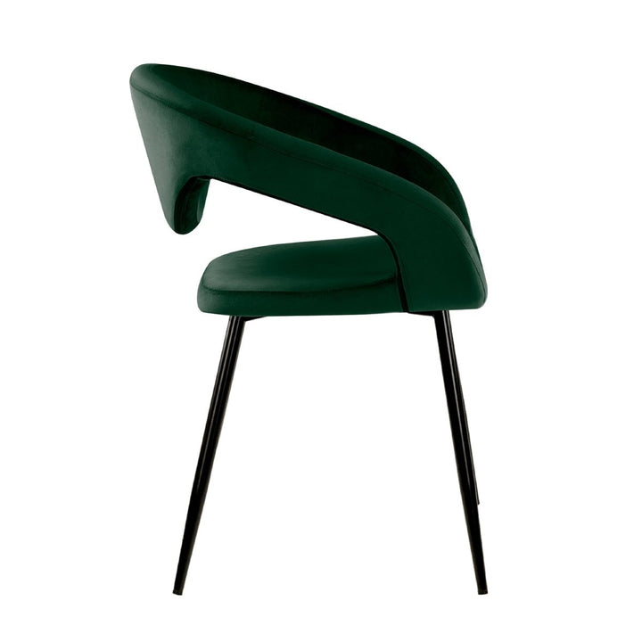 Chaise de Salle à Manger Velours Vert Foncé | LUNO - Designix