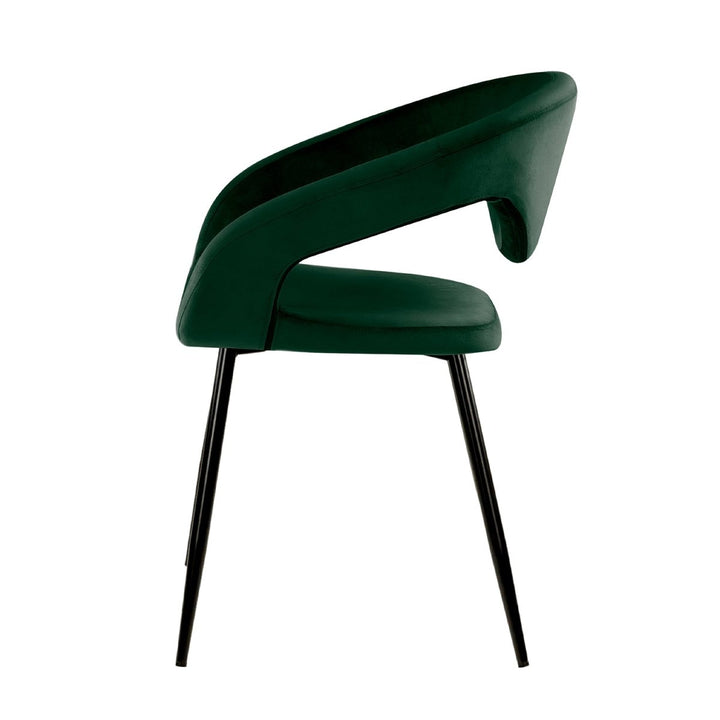 Chaise de Salle à Manger Velours Vert Foncé | LUNO - Designix