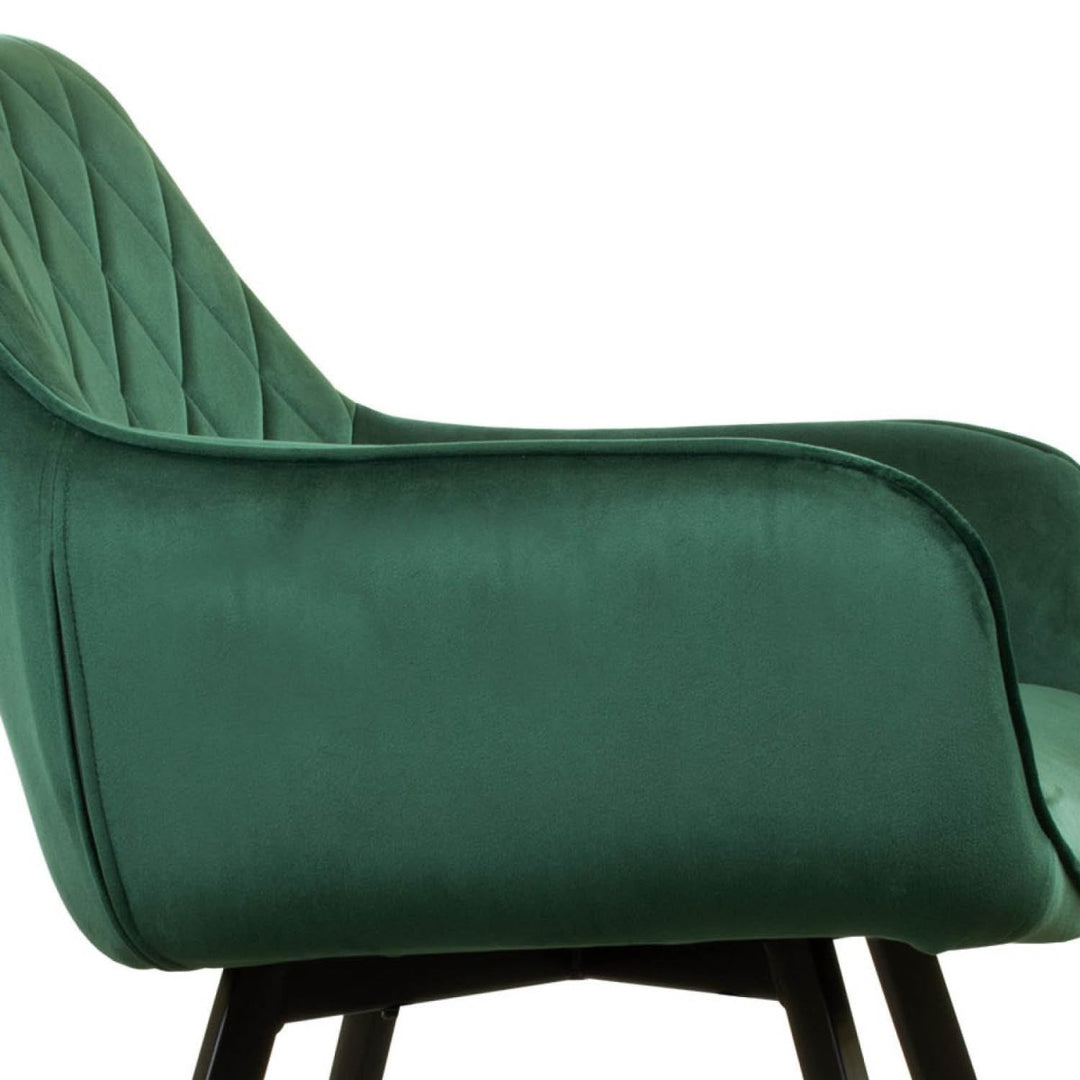 Chaise De Salle À Manger Velours Vert Foncé | VELA - Designix