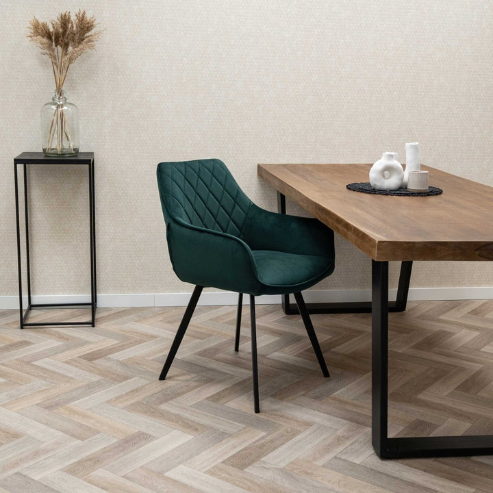 Chaise De Salle À Manger Velours Vert Foncé | VELA - Designix