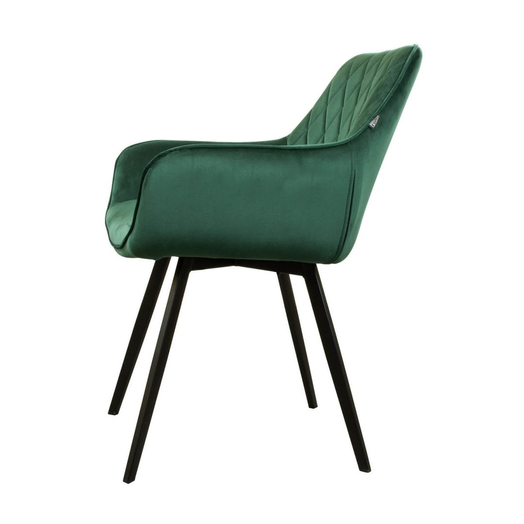 Chaise De Salle À Manger Velours Vert Foncé | VELA - Designix