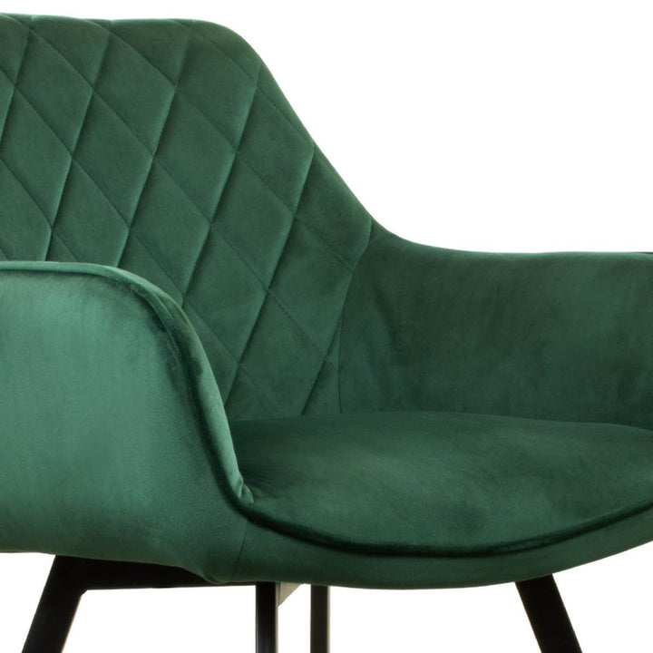 Chaise De Salle À Manger Velours Vert Foncé | VELA - Designix