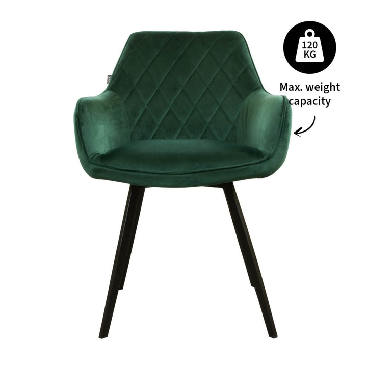 Chaise De Salle À Manger Velours Vert Foncé | VELA - Designix