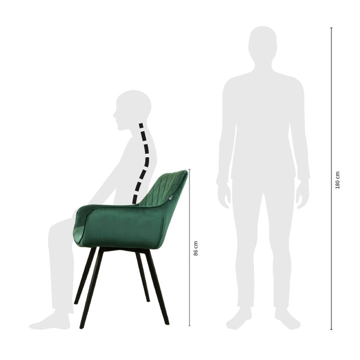 Chaise De Salle À Manger Velours Vert Foncé | VELA - Designix