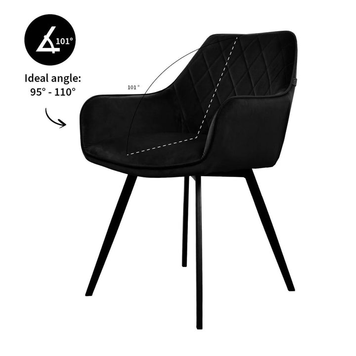 Chaise de Salle à Manger Velvet Noir Moderne | NOVA - Designix