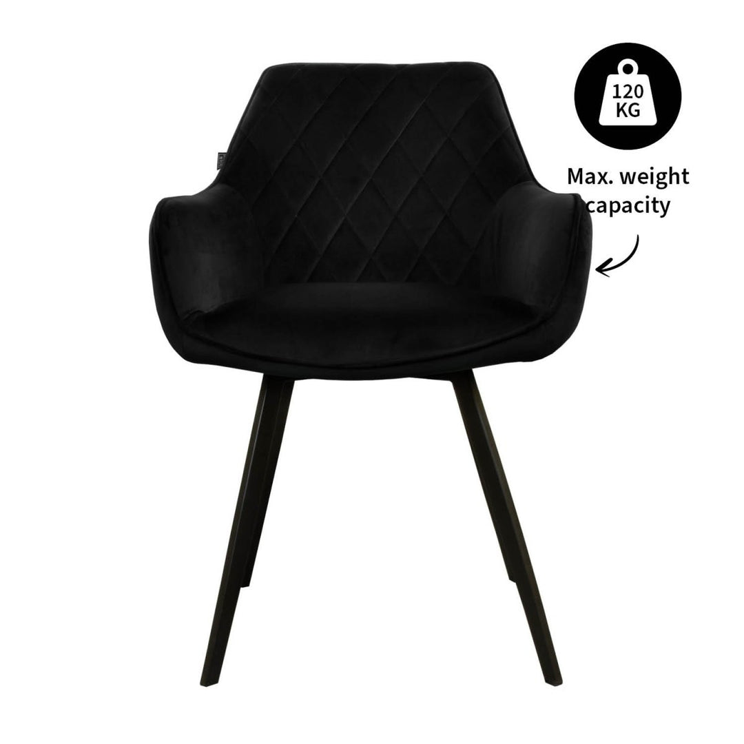 Chaise de Salle à Manger Velvet Noir Moderne | NOVA - Designix