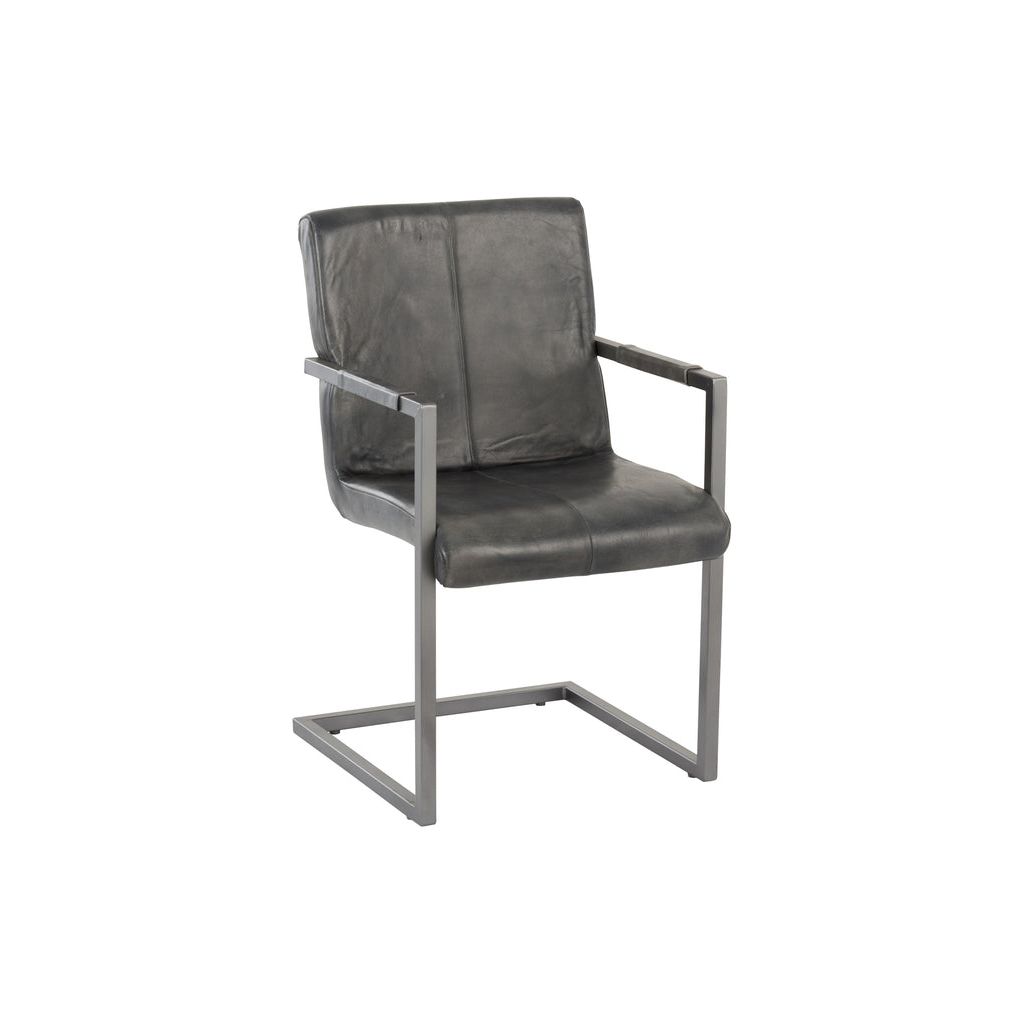 Chaise Design Cuir Métal Gris | Pare - Designix Chaises