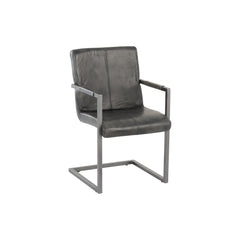Chaise Design Cuir Métal Gris | Pare