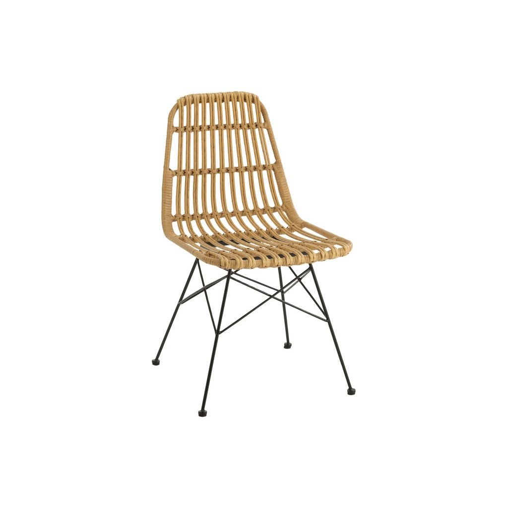 Chaise Extérieure Métal Rotin Noir | Qira - Designix Chaises