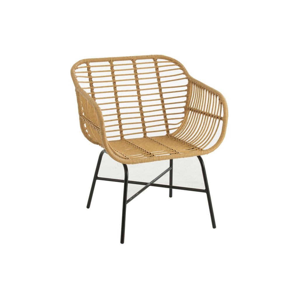 Chaise Métal Rotin Extérieur Noir | Vira - Designix Chaises