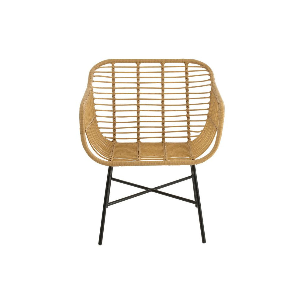 Chaise Métal Rotin Extérieur Noir | Vira - Designix Chaises