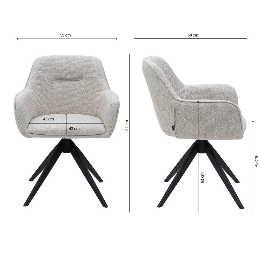 Chaise Pivotante Arne Blanc Tissu Texturé Moderne | ELIXA - Designix