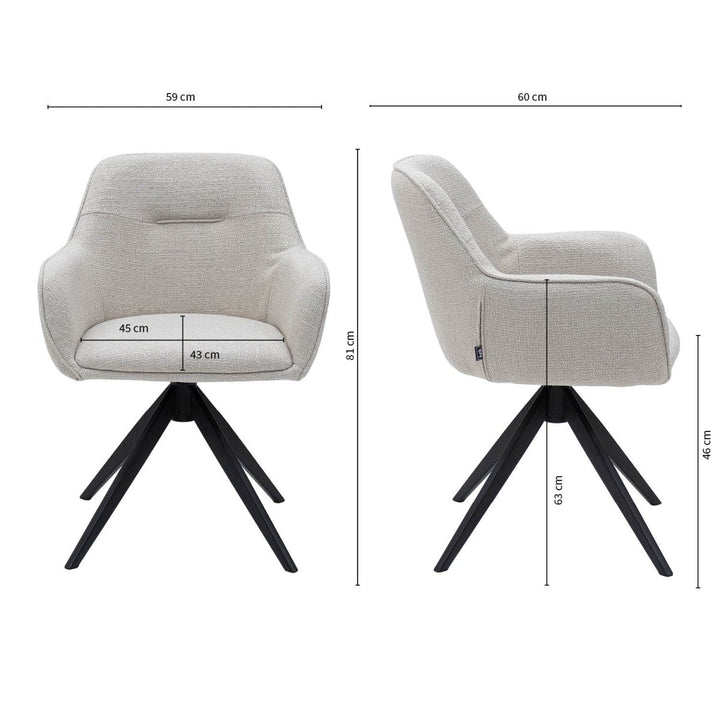 Chaise Pivotante Arne Blanc Tissu Texturé Moderne | ELIXA - Designix