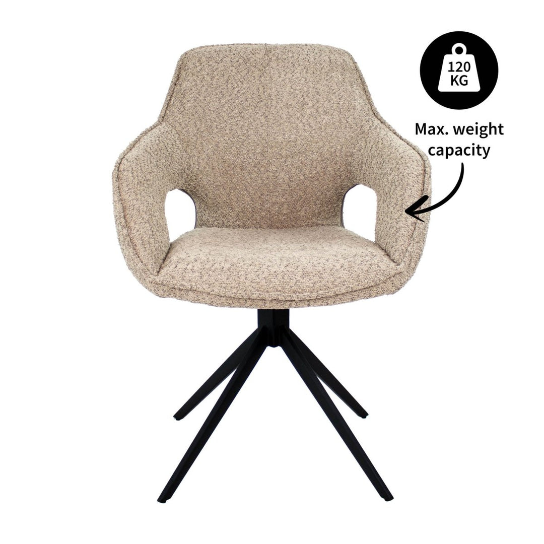 Chaise Pivotante Boucle Beige Avec Assise Confortable Et Base Métal | NOVA - Designix