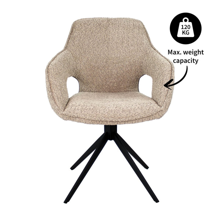 Chaise Pivotante Boucle Beige Avec Assise Confortable Et Base Métal | NOVA - Designix