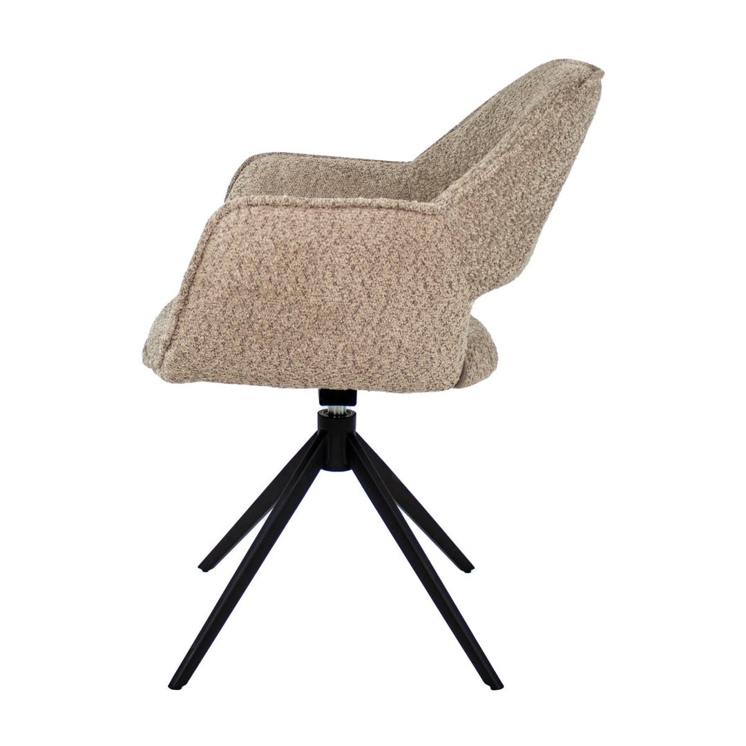 Chaise Pivotante Boucle Beige Avec Assise Confortable Et Base Métal | NOVA - Designix
