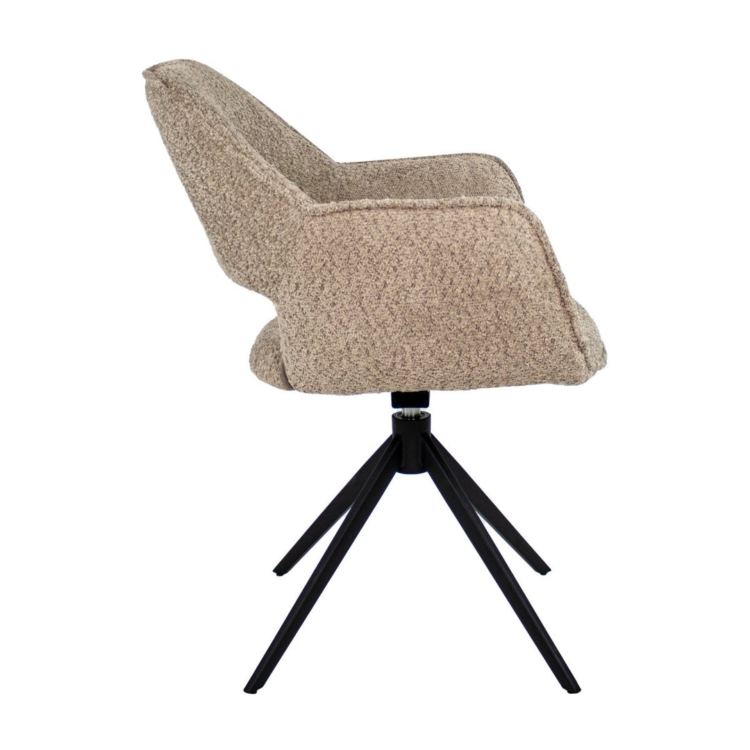 Chaise Pivotante Boucle Beige Avec Assise Confortable Et Base Métal | NOVA - Designix
