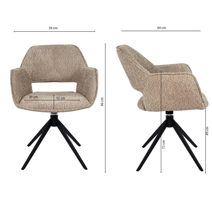 Chaise Pivotante Boucle Beige Avec Assise Confortable Et Base Métal | NOVA - Designix