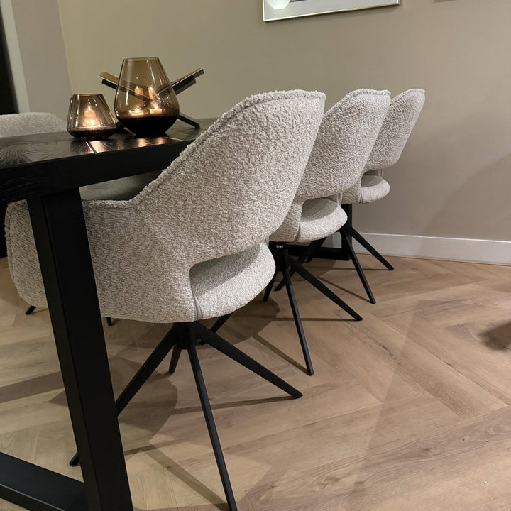 Chaise Pivotante Boucle Beige Avec Assise Confortable Et Base Métal | NOVA - Designix