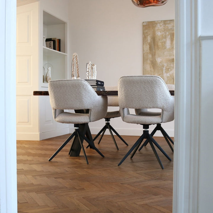 Chaise Pivotante En Boucle Confort Design Moderne Crème | NOVA - Designix