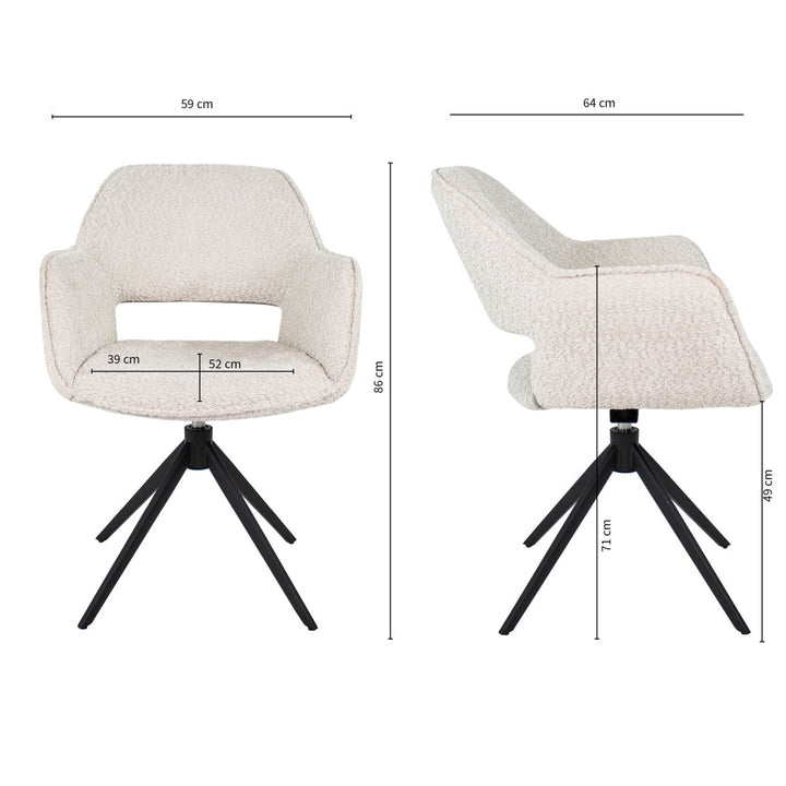 Chaise Pivotante En Boucle Confort Design Moderne Crème | NOVA - Designix