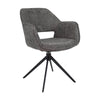 Chaise pivotante en bouclé gris foncé et base métal | LUMA