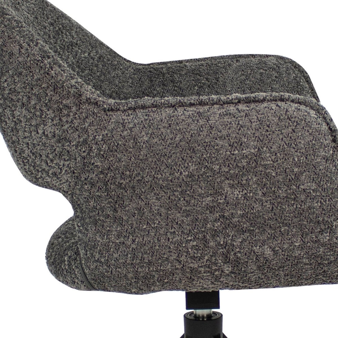 Chaise pivotante en bouclé gris foncé et base métal | LUMA - Designix