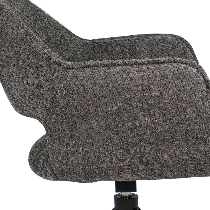 Chaise pivotante en bouclé gris foncé et base métal | LUMA - Designix