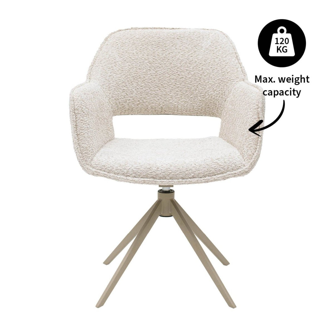 Chaise Pivotante Ergonomique Crème Avec Accoudoirs Confort Moderne | LUXA - Designix