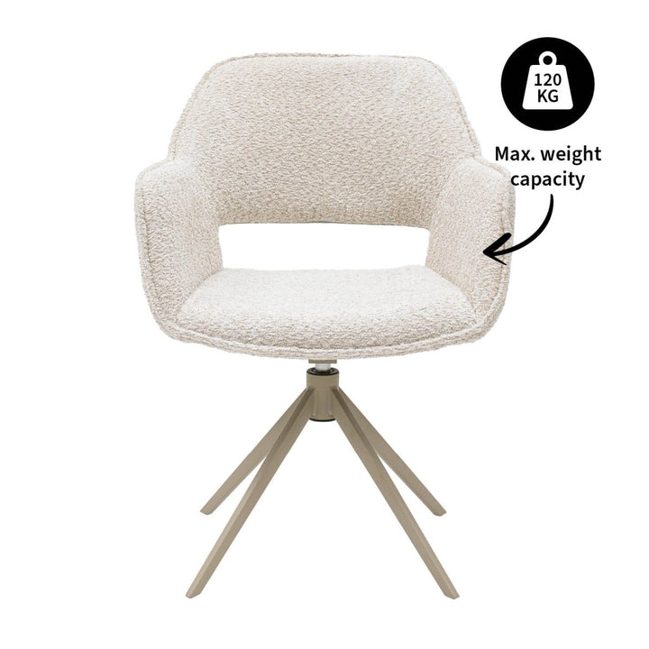 Chaise Pivotante Ergonomique Crème Avec Accoudoirs Confort Moderne | LUXA - Designix