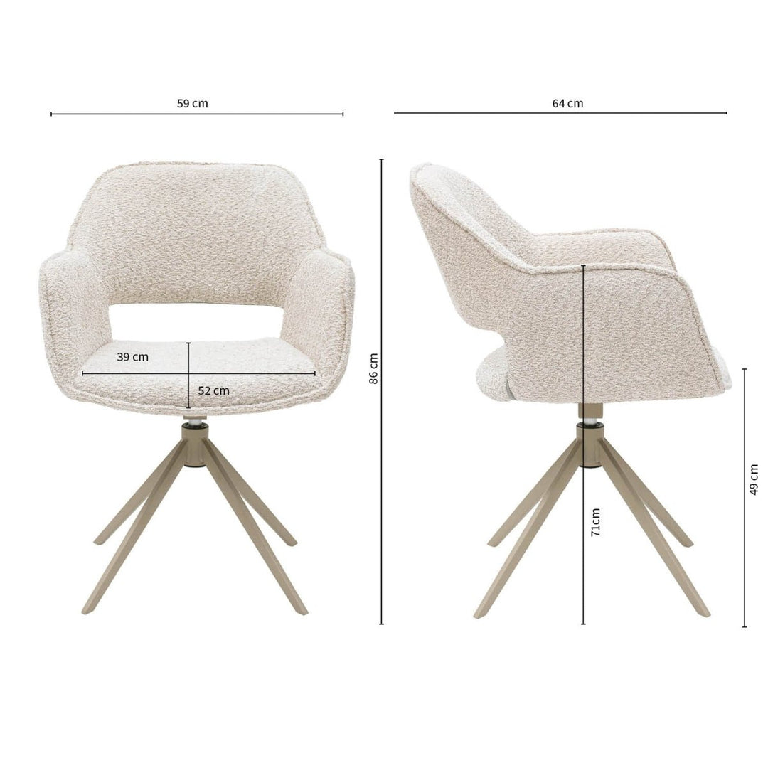 Chaise Pivotante Ergonomique Crème Avec Accoudoirs Confort Moderne | LUXA - Designix